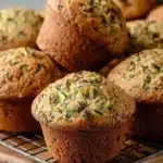 Deliciously healthy zucchini muffins stacked on a plate