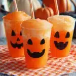 Fanta Jack O’Lantern Floats served in a festive Halloween setting