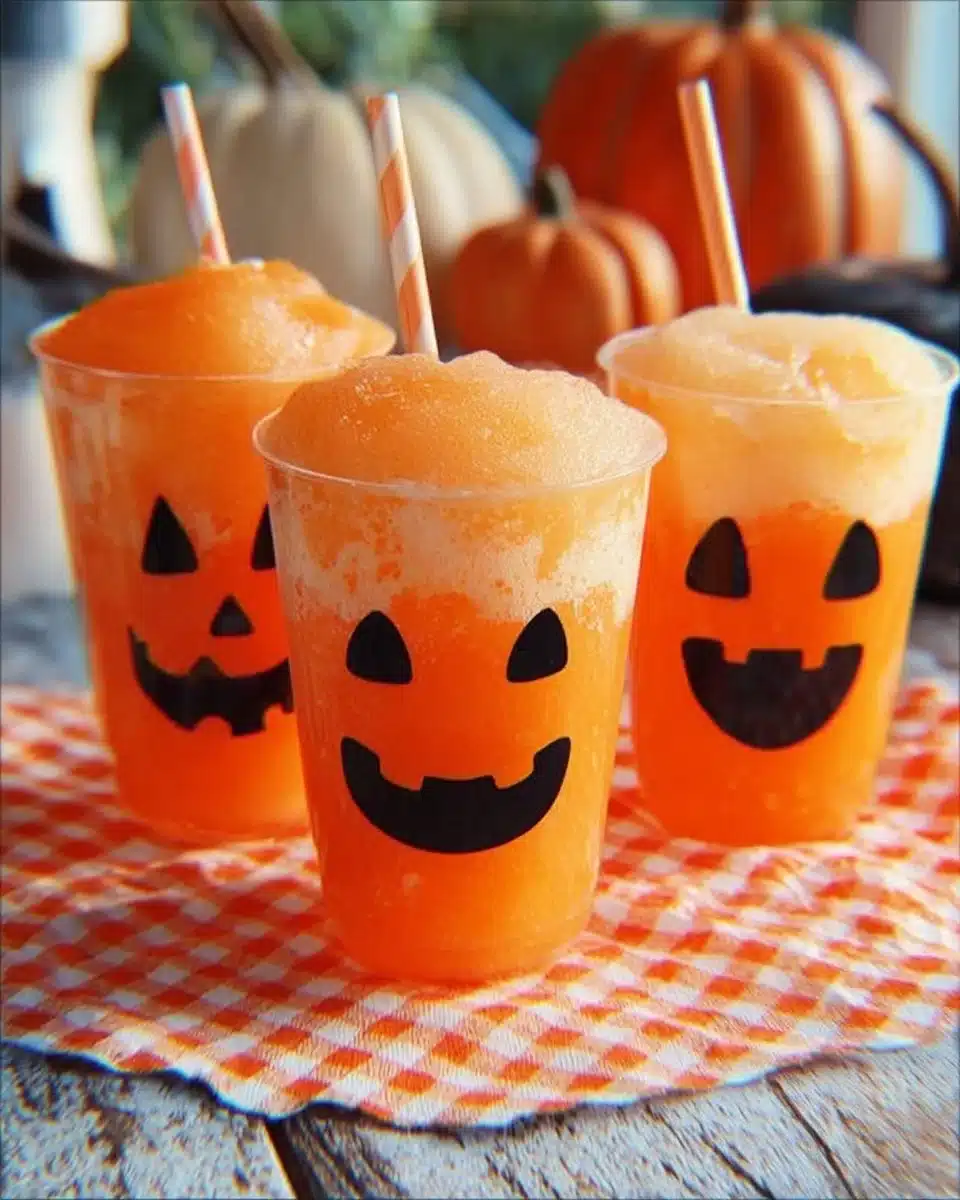 Fanta Jack O’Lantern Floats served in a festive Halloween setting