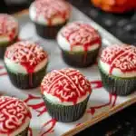 Delicious Halloween cupcakes decorated with spooky designs and toppings