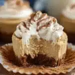Healthy pumpkin cheesecakes served with a sprinkle of cinnamon and nutmeg