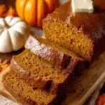 Delicious homemade pumpkin bread with spices and a golden crust