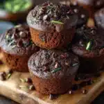 Delicious double chocolate zucchini muffins fresh out of the oven.