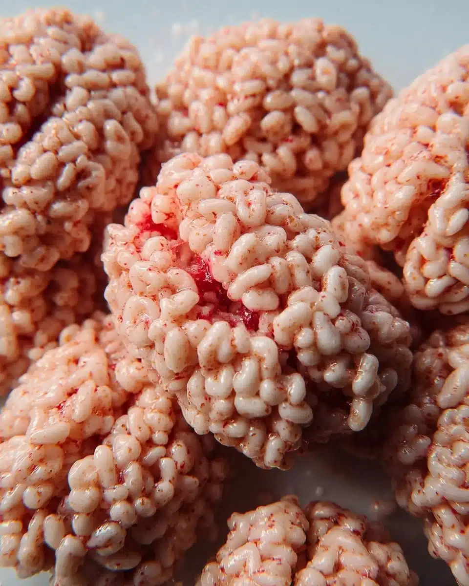Spooky Marshmallow Rice Bubbles shaped like Halloween brains