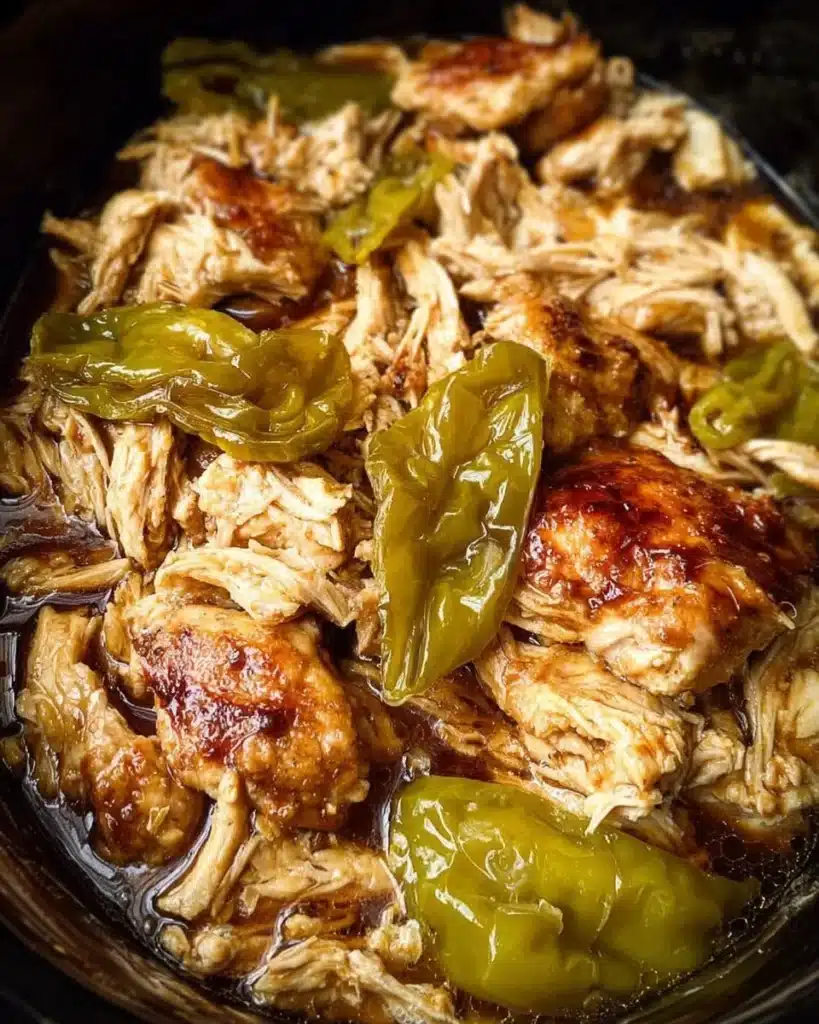 Plate of flavorful Mississippi Chicken served with sides