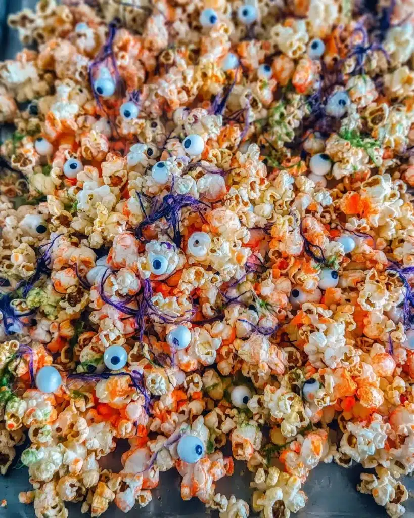 Colorful Monster Popcorn recipe for Halloween celebration