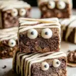 Delicious Mummy Brownies decorated for Halloween