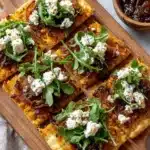 Pumpkin and caramelized onion flatbread fresh out of the oven