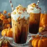 A refreshing Pumpkin Cream Cold Brew topped with whipped cream and spices