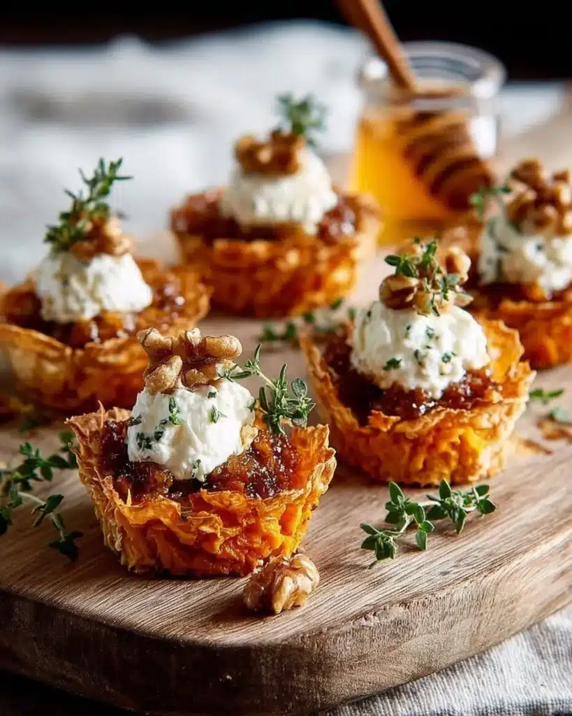 Savory pumpkin goat cheese bites served on a platter.