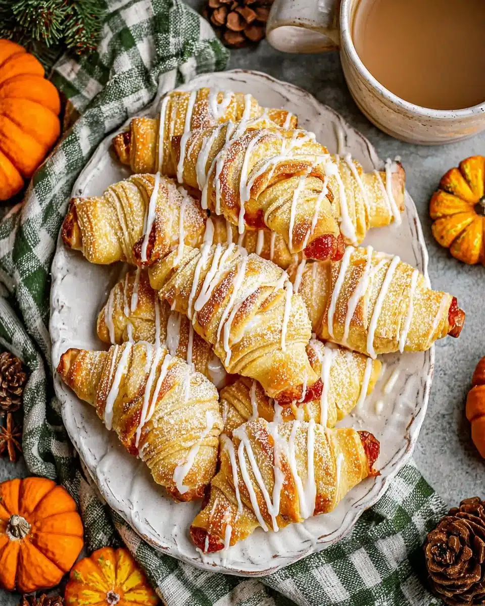 Delicious pumpkin pie crescent rolls on a plate, perfect fall dessert
