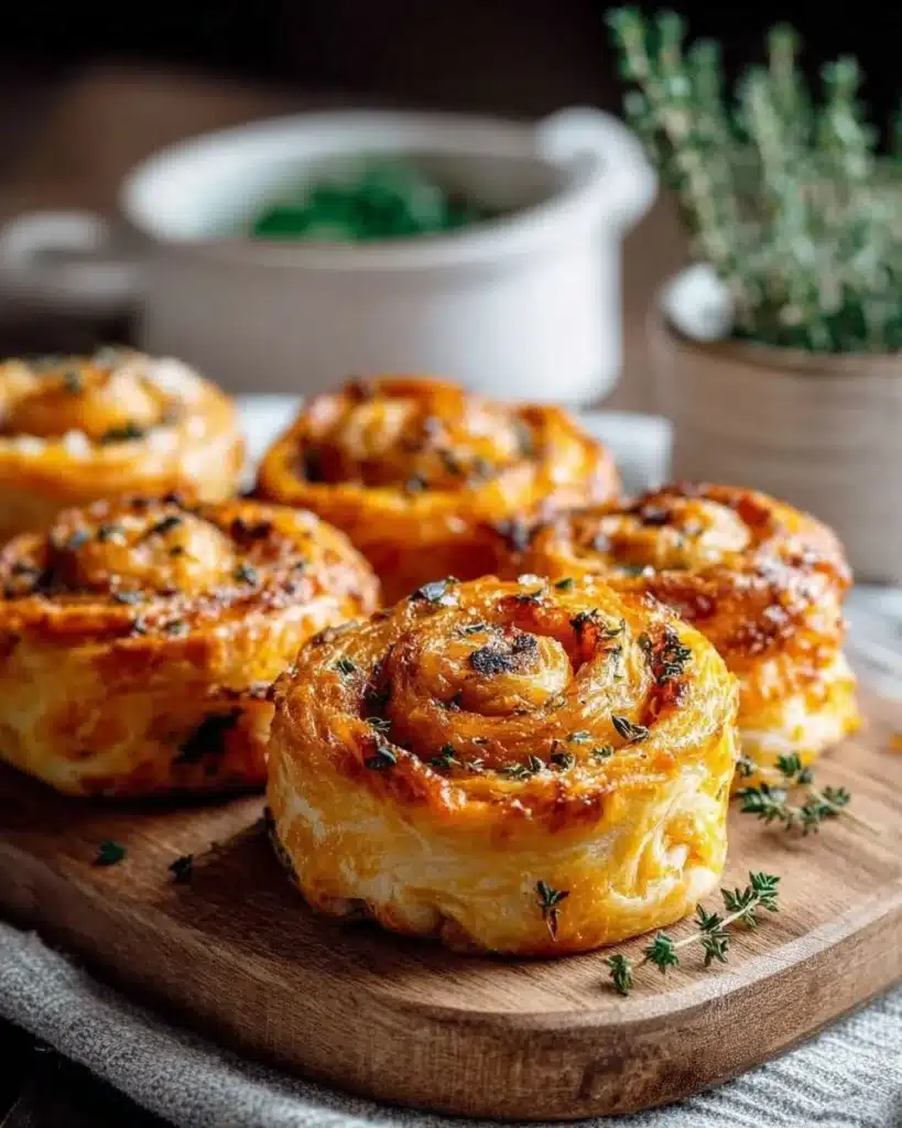 Delicious Pumpkin Puff Pastry pinwheels served on a platter.