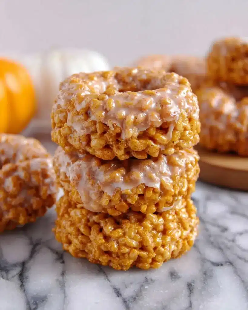 Pumpkin Rice Krispie Donuts topped with fall spices