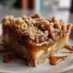Delicious salted caramel apple crumble bars with a crispy topping