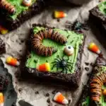 Delicious Witch’s Cauldron Brownies decorated for Halloween