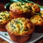 Zucchini and cheese muffins fresh out of the oven, golden and fluffy