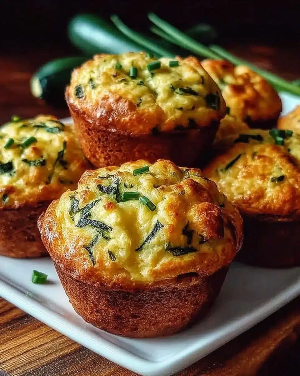 Zucchini and cheese muffins fresh out of the oven, golden and fluffy