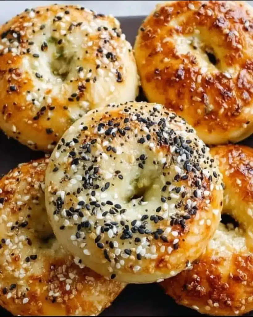 3 Ingredient Air Fryer Bagels baked to perfection in an air fryer.