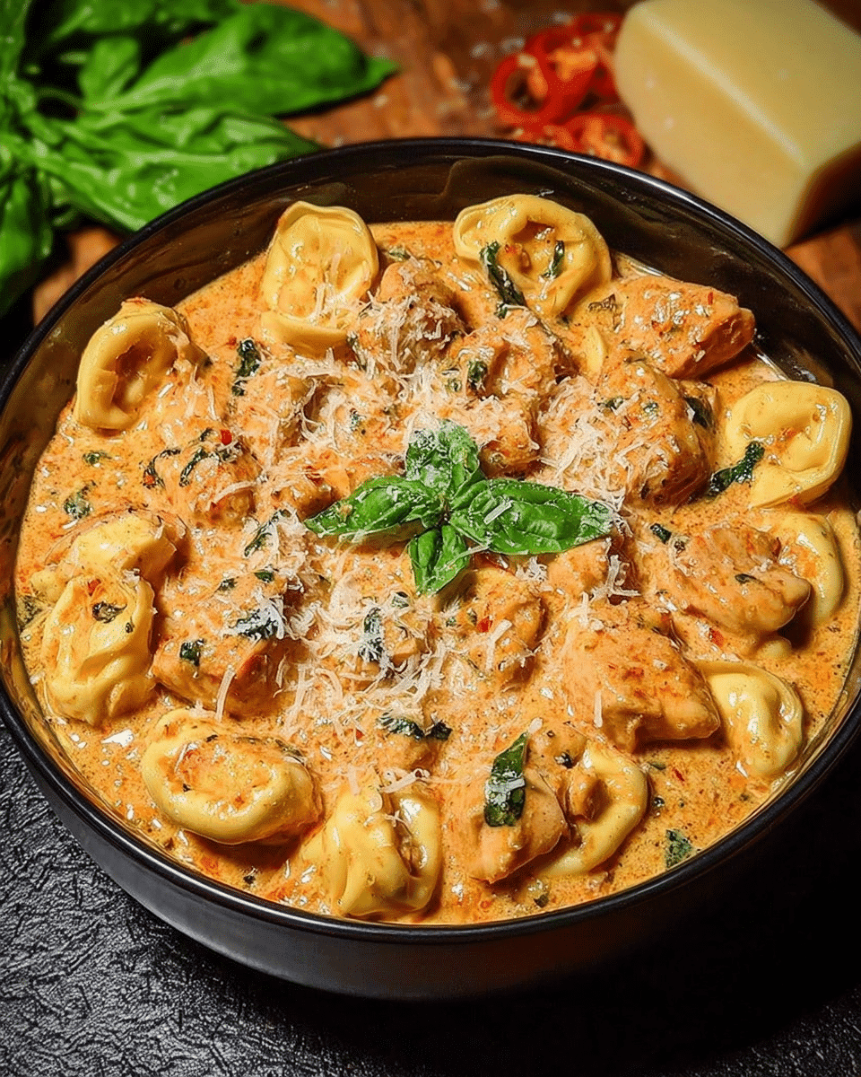 Creamy CrockPot Chicken Tortellini