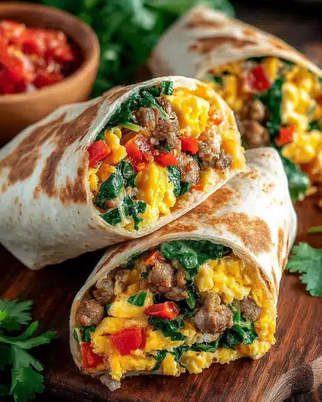Macro-Friendly High Protein Sheet Pan Breakfast Burritos