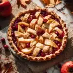 Homemade Apple Cranberry Pie with fresh apples and cranberries