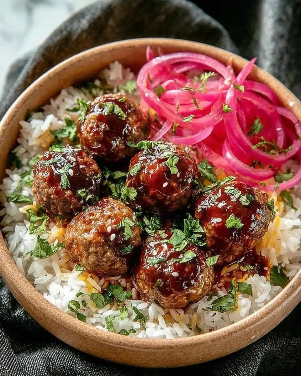 Delicious BBQ meatball bowl served with fresh ingredients and sauce