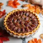 Delicious Bourbon Pecan Pie with a rich filling and golden crust