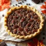 Delicious Chocolate Bourbon Pecan Pie with rich chocolate and pecans