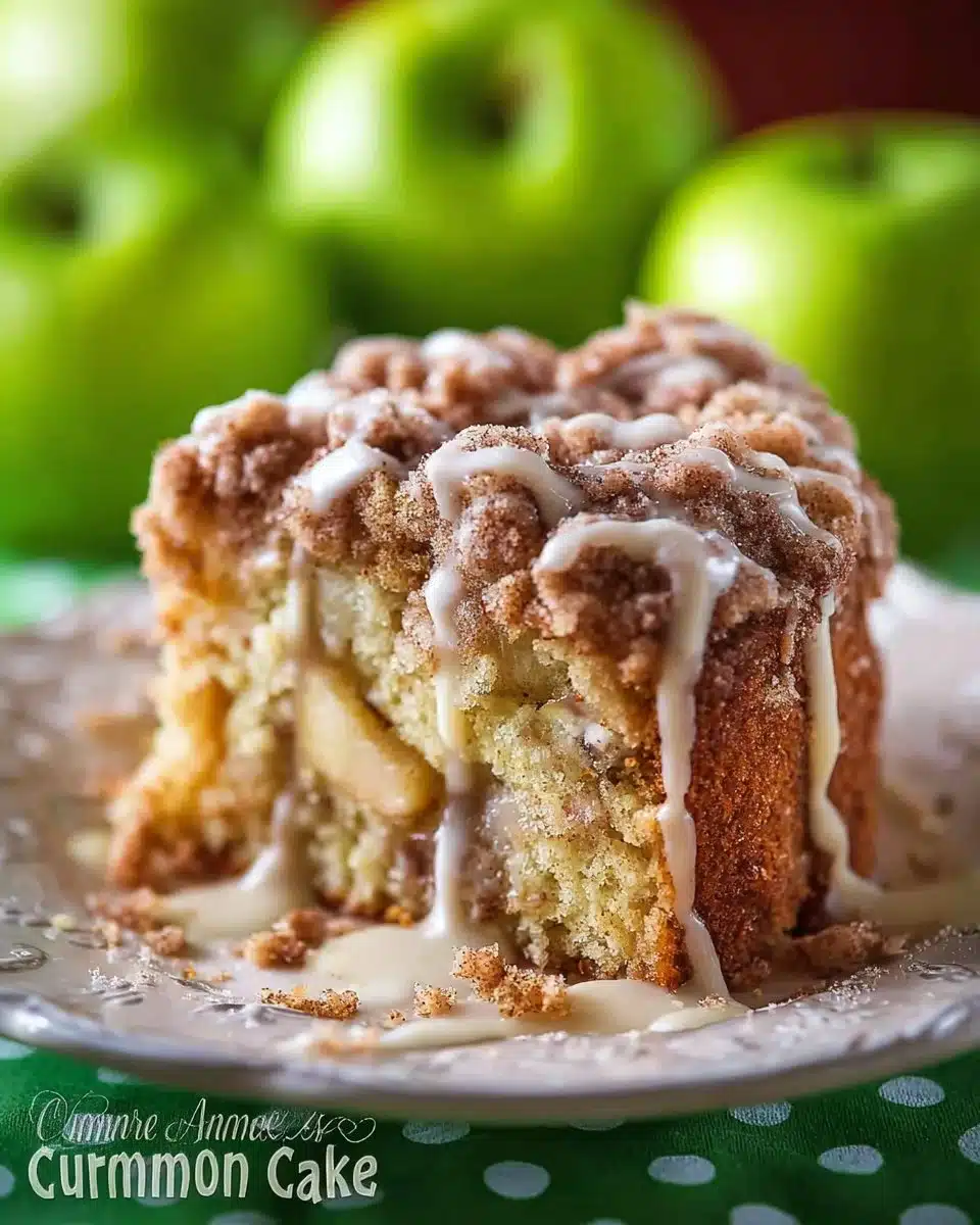 Delicious Cinnamon Apple Crumb Cake with a crumbly topping and apple slices