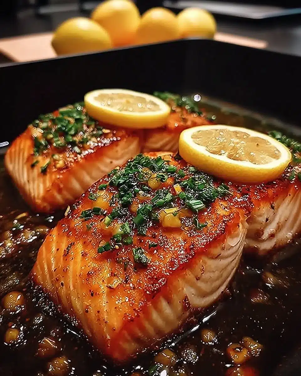 Delicious Citrus Glazed Salmon Fillets served on a plate with garnishes