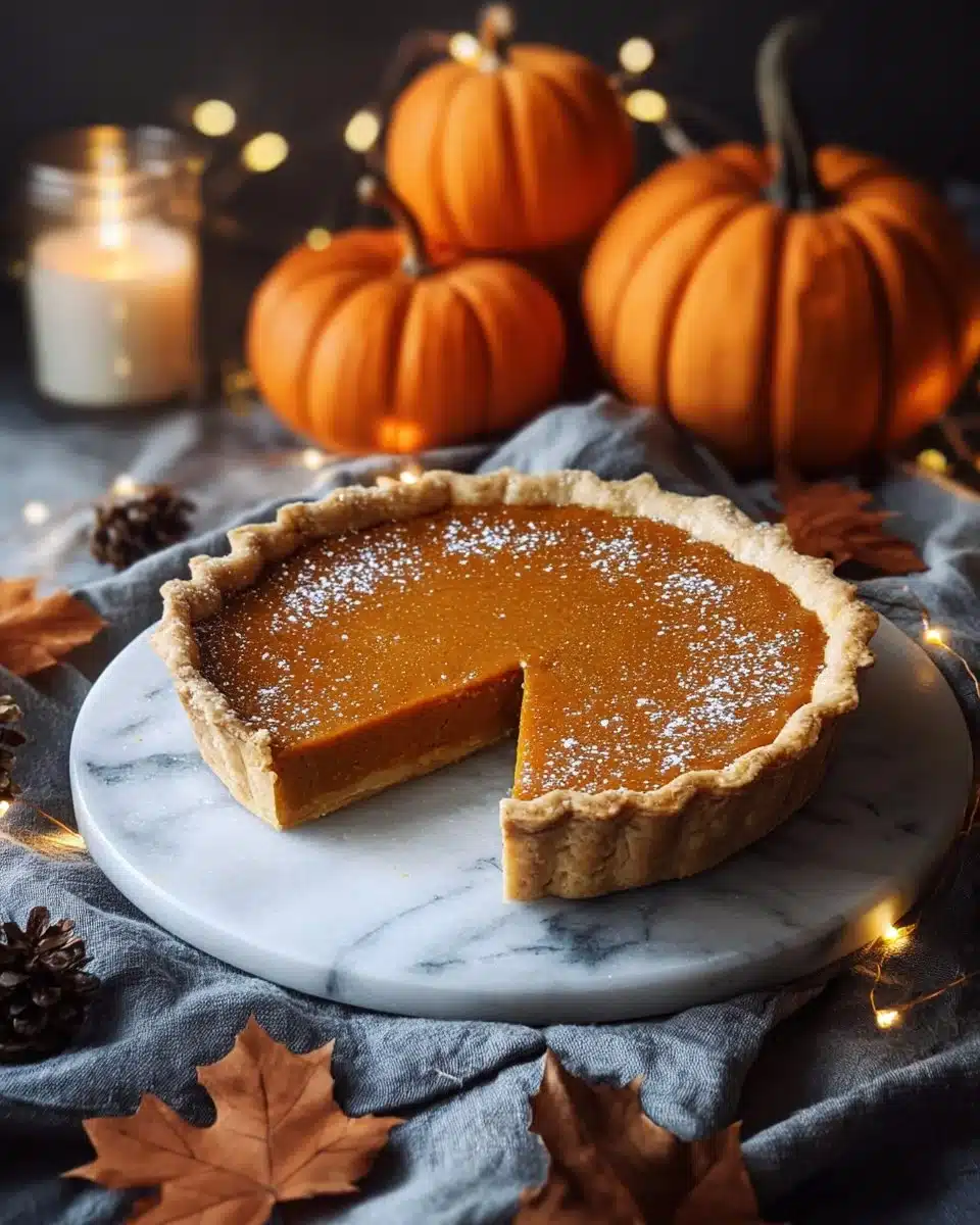 A delicious slice of classic pumpkin pie on a plate, decorated with whipped cream.