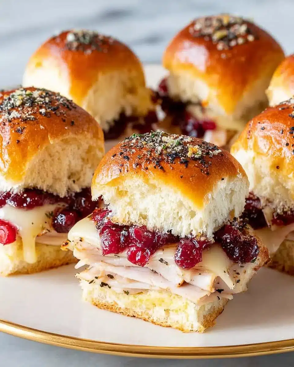 Cranberry Turkey Sliders served on a platter for holiday gatherings