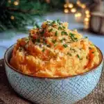 Deliciously creamy mashed carrots served in a bowl.