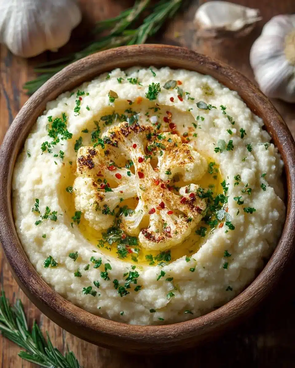 Creamy mashed cauliflower served as a healthy side dish