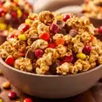 Bowl of Harvest Caramel Corn, a sweet and crunchy autumn snack.