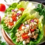 Healthy Tuna Salad Lettuce Wraps on a plate