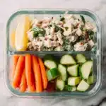 Delicious high protein avocado tuna dish garnished with fresh ingredients