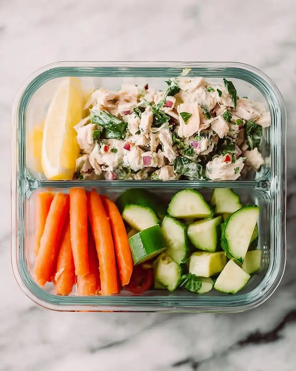 Delicious high protein avocado tuna dish garnished with fresh ingredients