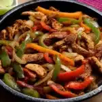 Healthy high protein low calorie chicken fajitas served on a plate