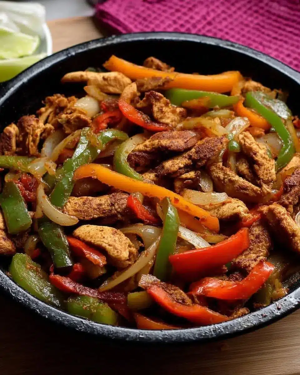 Healthy high protein low calorie chicken fajitas served on a plate