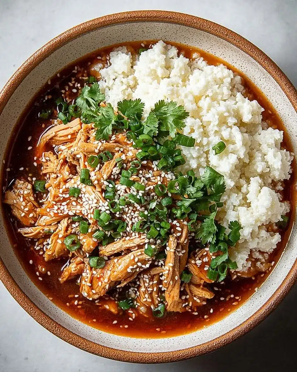 Delicious Keto Crockpot Asian Chicken served with vegetables