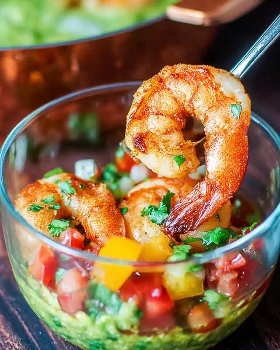 Keto Mexican shrimp appetizer garnished with herbs on a plate