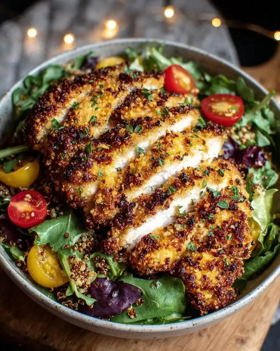 Keto Parmesan Crusted Chicken served on a plate with fresh herbs