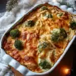 Keto Ranch Chicken Casserole served in a baking dish, garnished with herbs