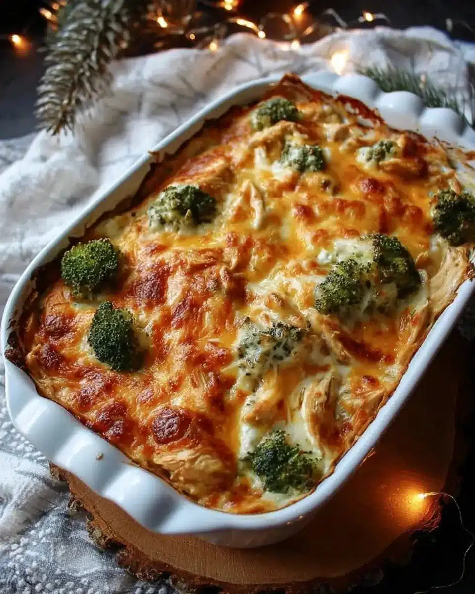 Keto Ranch Chicken Casserole served in a baking dish, garnished with herbs