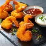 Delicious King Prawn Butterfly dish garnished with herbs