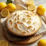 Delicious homemade lemon meringue pie with a golden meringue topping