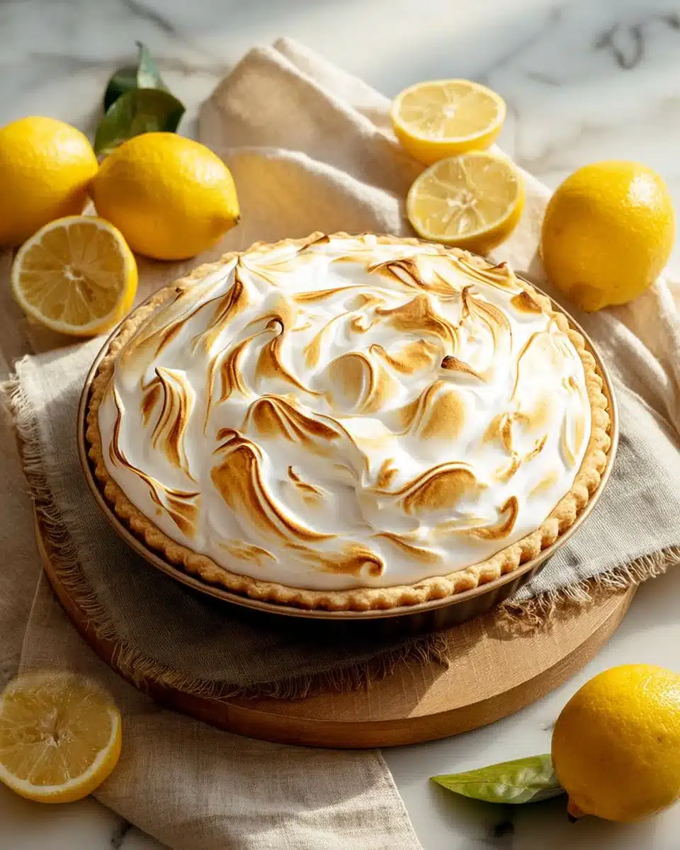 Delicious homemade lemon meringue pie with a golden meringue topping
