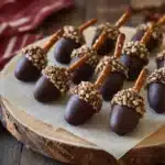 Oreo Acorn Balls dessert made with Oreo cookies and chocolate.