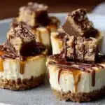 Peanut Butter Greek Yogurt Cheesecake Cups served in clear glasses